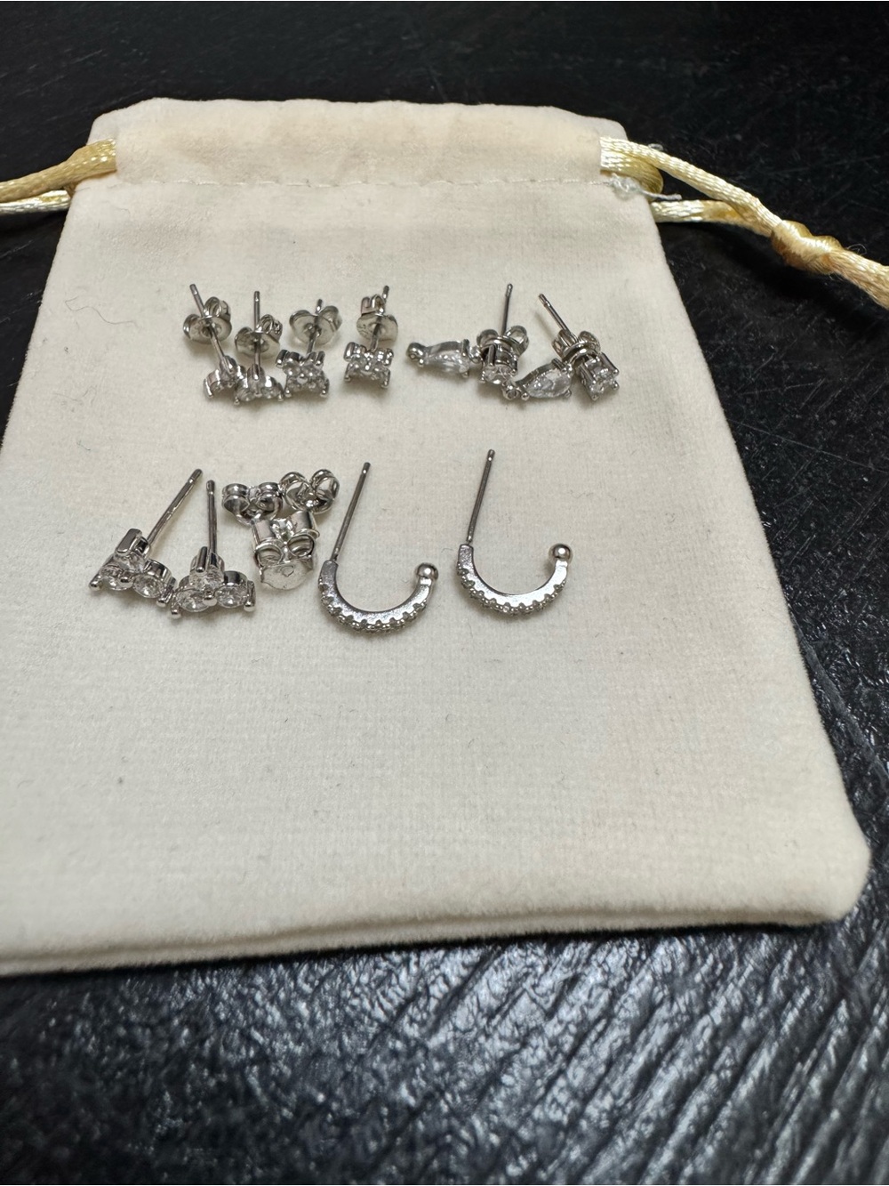 Silver CZ Multi-Style Stud Earring Set - Silver